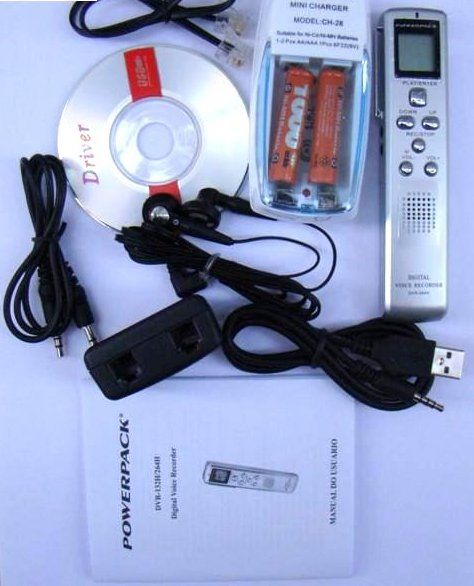 Gravador Digital de Voz USB, 264 horas de gravação, reproduz