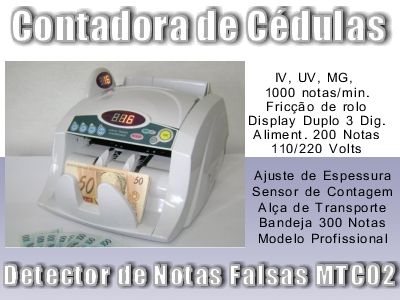 Contadora - Maquina de Contar Dinheiro, Notas e Cédulas. Det